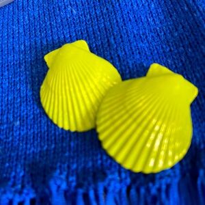 Neon green seashell earrings